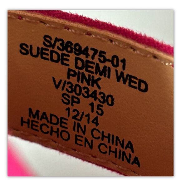 Old Navy Fuschia Pink Suede Demi Wedge Strappy Sandals Size 8 - Picture 6 of 13